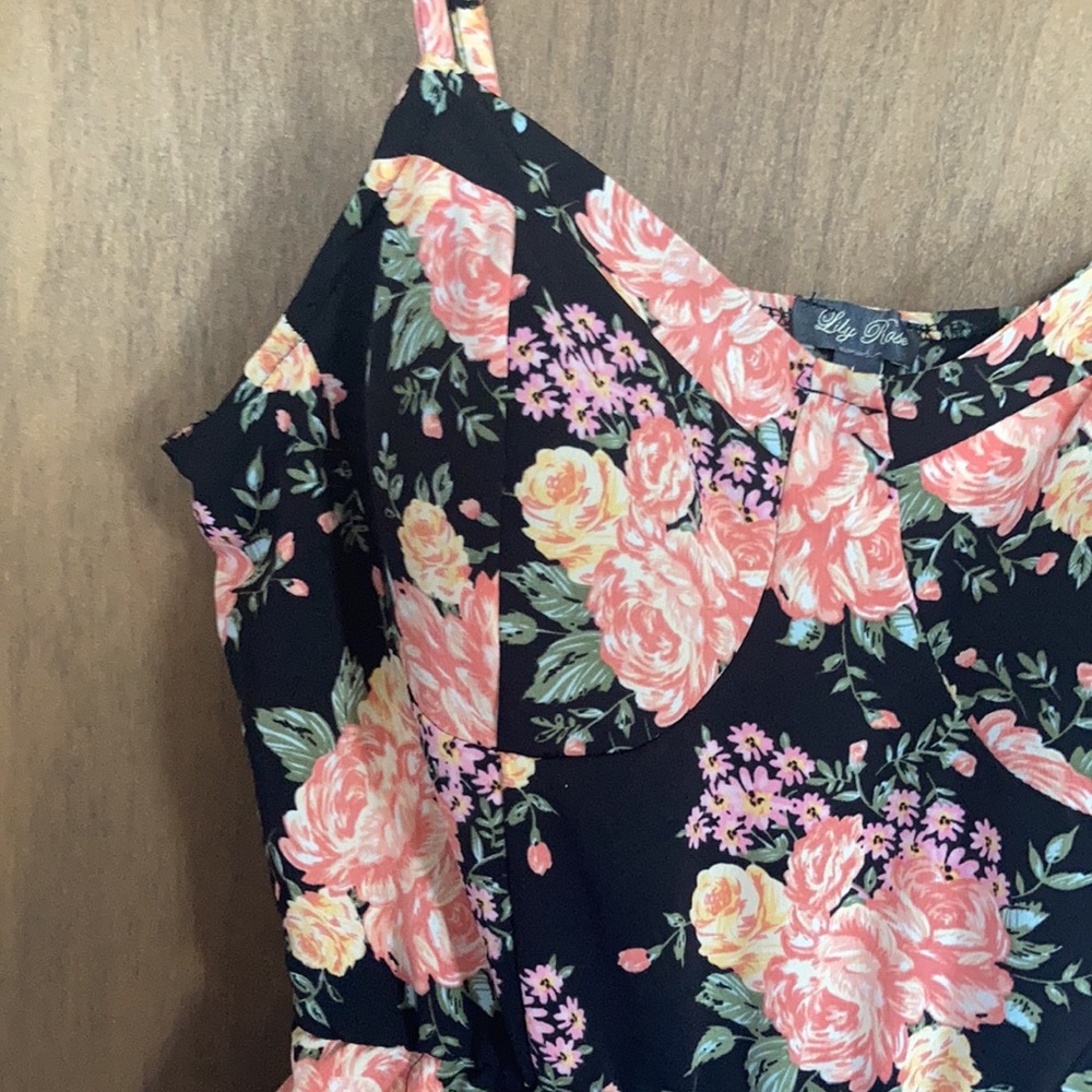 Lily Rose floral print dress lightweight padded bust  boho L juniors - Picture 5 of 17
